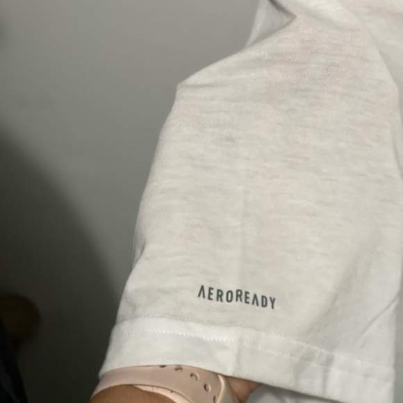 NWT Adidas White Primegreen Aeroready Logo Zoe Saldana T-Shirt Adult 1X - Picture 12 of 16